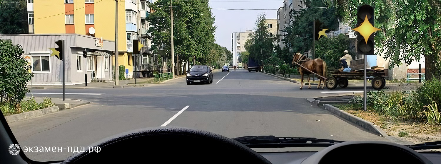 Билет 30. Вопрос 14. ABM (АБМ). Вы намерены продолжить движение прямо при желтом мигающем сигнале светофора. Ваши действия?